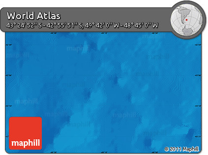 Physical Map of the Area around 43° 10' 22" S, 49° 13' 30" W