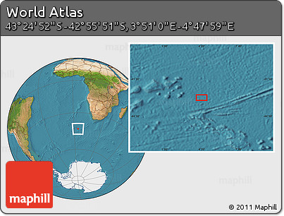 Satellite Location Map of the Area around 43° 10' 22" S, 4° 19' 30" E
