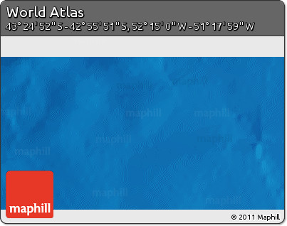 Physical 3D Map of the Area around 43° 10' 22" S, 51° 46' 29" W