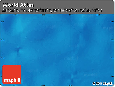 Physical Map of the Area around 43° 10' 22" S, 55° 10' 29" W