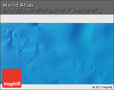 Physical 3D Map of the Area around 43° 10' 22" S, 56° 1' 29" W
