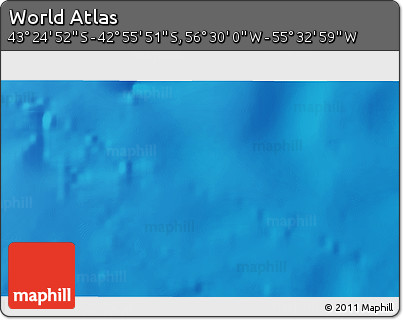 Physical 3D Map of the Area around 43° 10' 22" S, 56° 1' 29" W