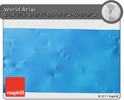 Physical 3D Map of the Area around 43° 10' 22" S, 56° 52' 30" W