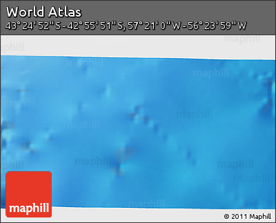 Physical 3D Map of the Area around 43° 10' 22" S, 56° 52' 30" W