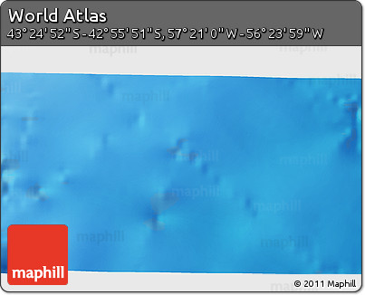 Physical 3D Map of the Area around 43° 10' 22" S, 56° 52' 30" W