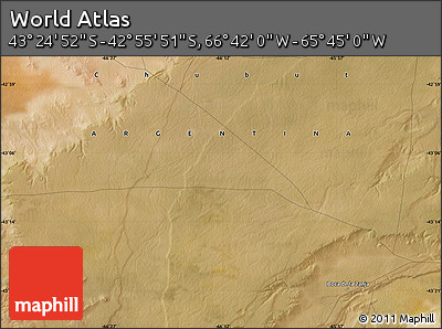 Satellite Map of the Area around 43° 10' 22" S, 66° 13' 29" W