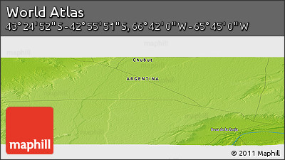 Physical Panoramic Map of the Area around 43° 10' 22" S, 66° 13' 29" W