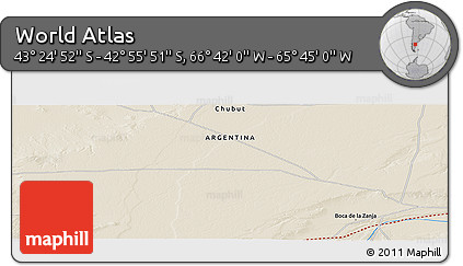 Shaded Relief Panoramic Map of the Area around 43° 10' 22" S, 66° 13' 29" W