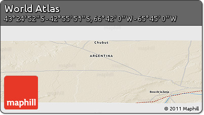 Shaded Relief Panoramic Map of the Area around 43° 10' 22" S, 66° 13' 29" W