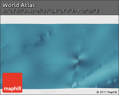 Satellite 3D Map of the Area around 43° 10' 22" S, 6° 52' 30" E