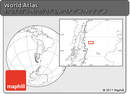 Blank Location Map of the Area around 43° 10' 22" S, 70° 28' 29" W
