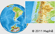 Physical Location Map of the area around 43° 10' 22" S, 72° 10' 30" W