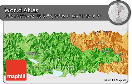 Political Panoramic Map of the Area around 43° 10' 22" S, 72° 10' 30" W