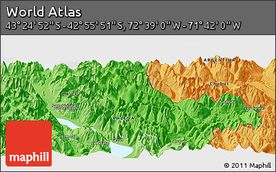 Political Panoramic Map of the Area around 43° 10' 22" S, 72° 10' 30" W