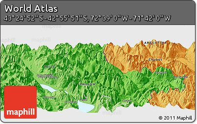 Political Panoramic Map of the Area around 43° 10' 22" S, 72° 10' 30" W
