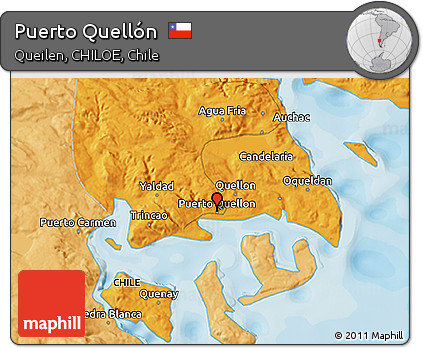 Political 3D Map of Puerto Quellón