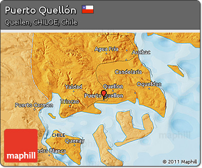 Political 3D Map of Puerto Quellón