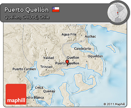 Shaded Relief 3D Map of Puerto Quellón
