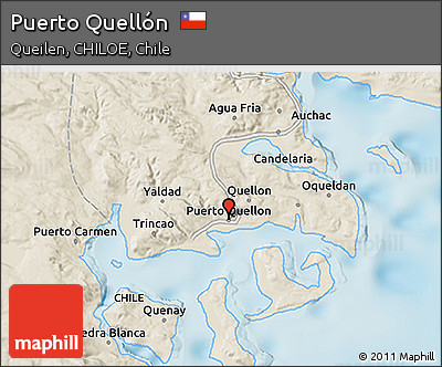 Shaded Relief 3D Map of Puerto Quellón