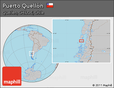 Gray Location Map of Puerto Quellón