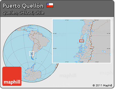 Gray Location Map of Puerto Quellón