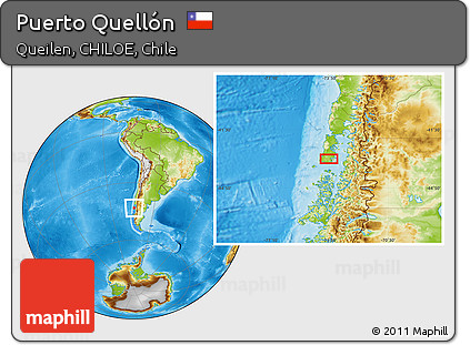 Physical Location Map of Puerto Quellón