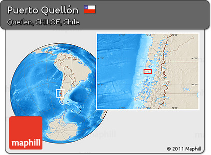 Shaded Relief Location Map of Puerto Quellón