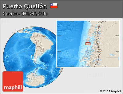 Shaded Relief Location Map of Puerto Quellón