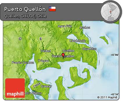 Physical Map of Puerto Quellón