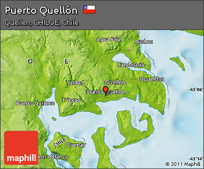 Physical Map of Puerto Quellón
