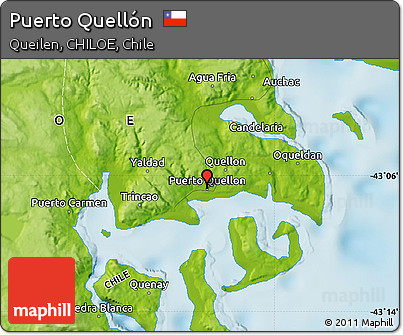 Physical Map of Puerto Quellón