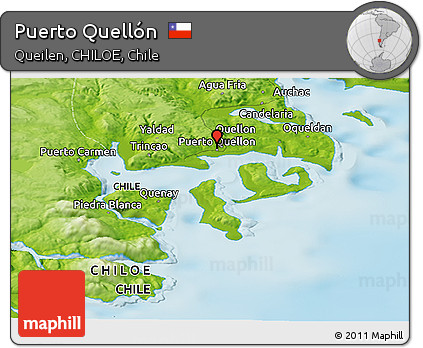 Physical Panoramic Map of Puerto Quellón