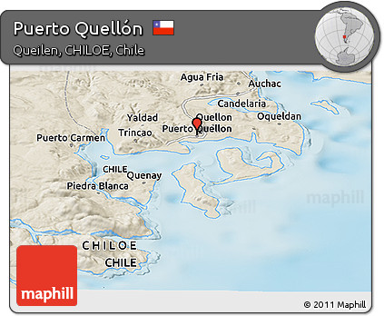 Shaded Relief Panoramic Map of Puerto Quellón