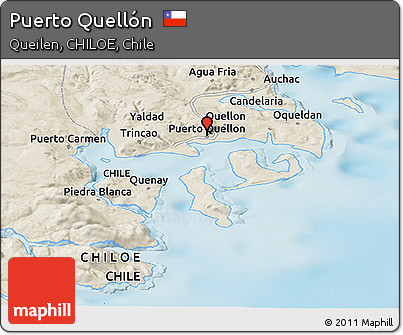 Shaded Relief Panoramic Map of Puerto Quellón