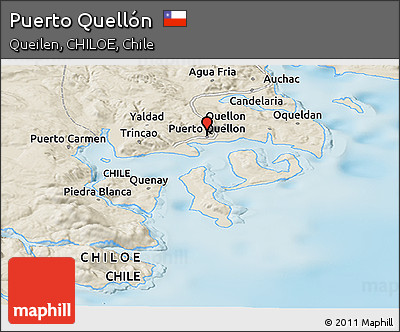 Shaded Relief Panoramic Map of Puerto Quellón