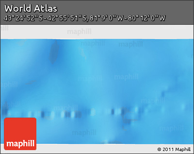 Physical 3D Map of the Area around 43° 10' 22" S, 80° 40' 30" W
