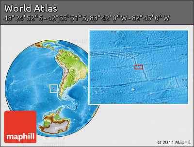 Physical Location Map of the Area around 43° 10' 22" S, 83° 13' 29" W