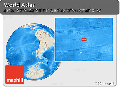 Shaded Relief Location Map of the Area around 43° 10' 22" S, 83° 13' 29" W
