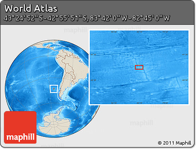 Shaded Relief Location Map of the Area around 43° 10' 22" S, 83° 13' 29" W