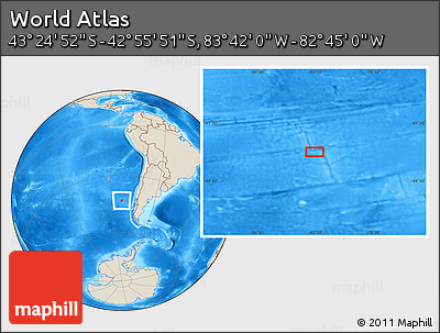 Shaded Relief Location Map of the Area around 43° 10' 22" S, 83° 13' 29" W