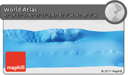 Shaded Relief Panoramic Map of the Area around 43° 10' 22" S, 83° 13' 29" W