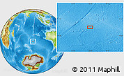 Physical Location Map of the area around 43° 10' 22" S, 86° 46' 30" E