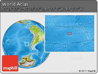 Physical Location Map of the Area around 43° 10' 22" S, 87° 28' 29" W