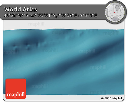 Satellite 3D Map of the Area around 43° 10' 22" S, 8° 34' 29" E