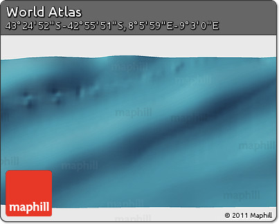 Satellite 3D Map of the Area around 43° 10' 22" S, 8° 34' 29" E