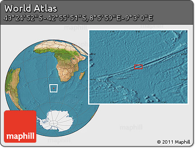 Satellite Location Map of the Area around 43° 10' 22" S, 8° 34' 29" E
