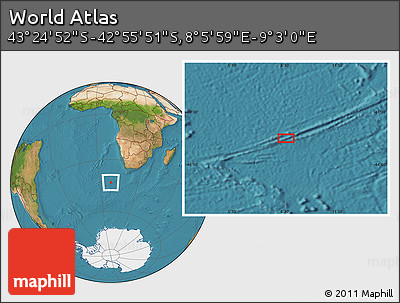 Satellite Location Map of the Area around 43° 10' 22" S, 8° 34' 29" E