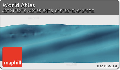 Satellite Panoramic Map of the Area around 43° 10' 22" S, 8° 34' 29" E