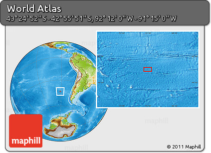 Physical Location Map of the Area around 43° 10' 22" S, 91° 43' 29" W