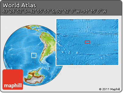 Physical Location Map of the Area around 43° 10' 22" S, 91° 43' 29" W
